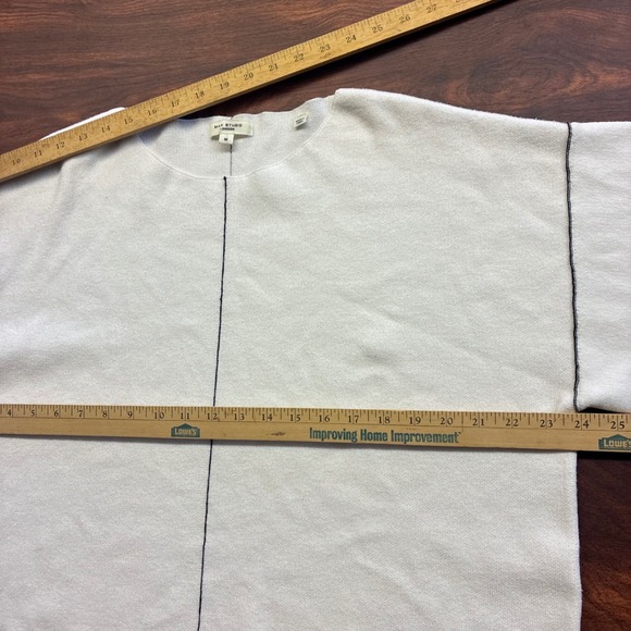 Max Studio London Knit Top Women Size M Ivory Excellent Contrast Seam 4706795 - Picture 4 of 8